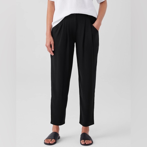 NWT Eileen Fisher Silk Georgette Crepe Carrot Pant - Picture 1 of 15
